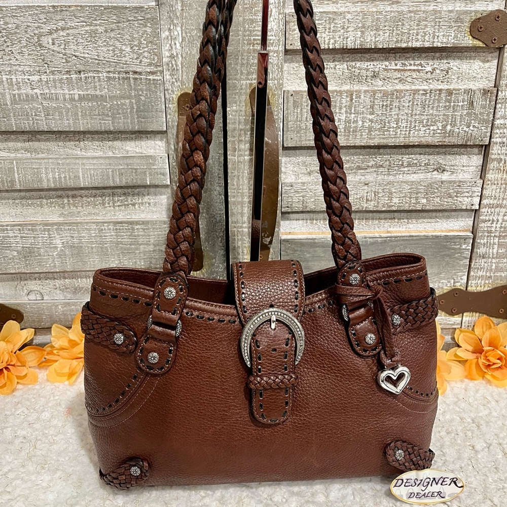 Authentic BRIGHTON Brown Leather Shoulder Bag VGC! - Picture 1 of 12